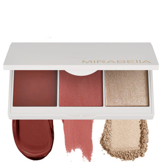Mirabella Beauty Opulent Pro Face Trio Highlighter- Combo Cream, Blush and Powder Highlighter Palette