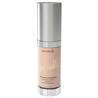 Mirabella's original Invincible Anti Aging HD Foundation on a white background.