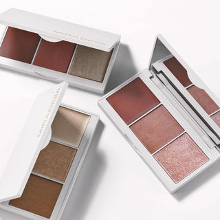 Pro Face Trio Collection by Mirabella Beauty showcasing shade range and sleek packaging.