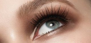 Close up eye with softly defined natural brow shaped using Mirabella brow products for a lifted balanced look