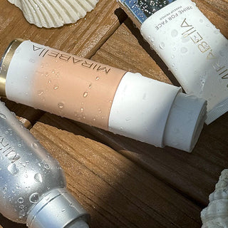 Mirabella summer makeup routine featuring SPF Primer, Invincible Foundation, and Pure Press Powder in natural sunlight