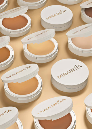 Mirabella face powder collection – talc-free, lightweight buildable powders for long-lasting coverage, sensitive and mature skin