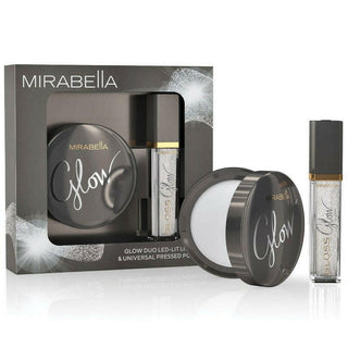 Glow Duo Gift Set by Mirabella with blue light protectant HD Compact and LED Light Lip Gloss for on-the-go touch-ups
