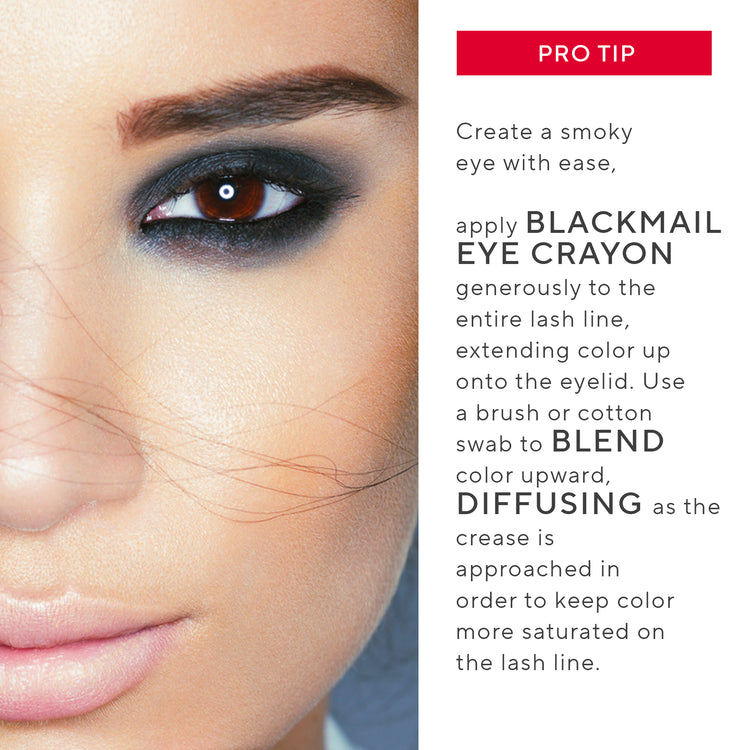 Mirabella Beauty Pro Tip for Applying Blackmail Eye Crayon to Line and Shade Eyes for Smoky Eye
