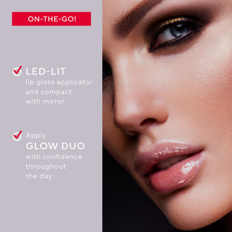 Glow Duo LED Lit Lip Gloss & Hyaluronic Pressed Powder Gift Set - Mirabella Beauty