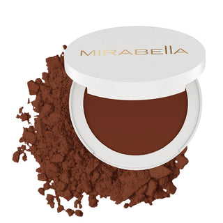 Mirabella Beauty Invincible For All Pure Press Foundation in Deep D13, warm mahogany shade with natural matte finish and makeup with skincare benefits.
