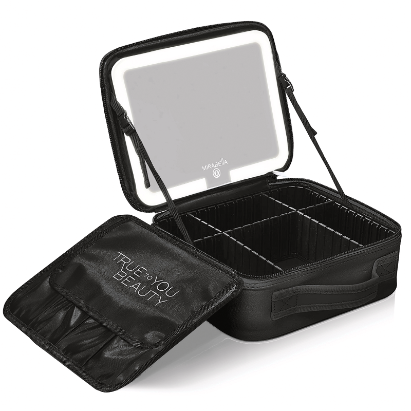 Mirabella Travel Pro Makeup Artist Bag with LED Light Up Mirror, Removable