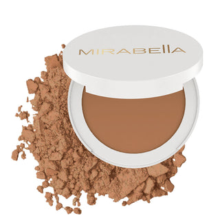 Mirabella Beauty Invincible For All Pure Press Foundation in Medium 10, golden tan tone with buildable, skin-loving coverage and makeup with skincare.