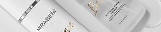 Image of Mirabella Beauty Skincare close on a gray background featuring Cleanser and Alcohol-Free Toner.