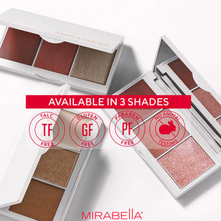 Mirabella Beauty Opulent Pro Face Trio Highlighter- Combo Cream, Blush and Powder Highlighter Palette