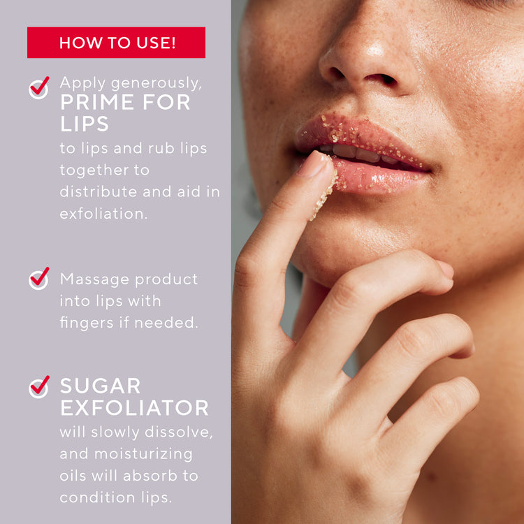 Mirabella Beauty - Prime for Lips - Sugar Lip Exfoliator How to use