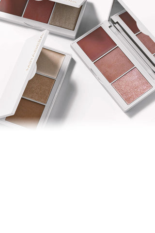 Image of Mirabella Beauty Pro Face Trios showing the cream and powder blushes, bronzers and highlighters.