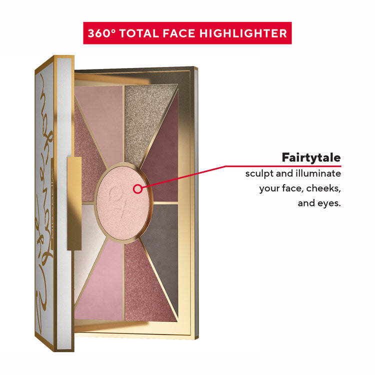 Mirabella 360 degree face highlighter in eyeshadow palette