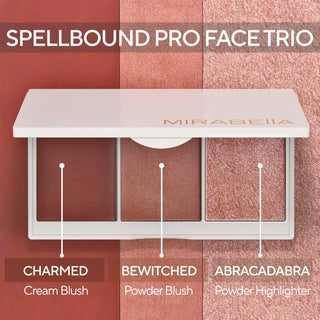 Mirabella Beauty Spellbound Pro Face Trio - Combo Cream, Blush and Powder Highlighter Compact