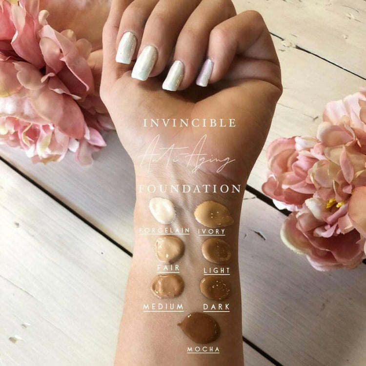 Mirabella Beauty Invincible Anti Aging HD Foundation with gluten-free formula