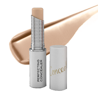 Close-up of Mirabella Perfecting Concealer, a lightweight, full-coverage formula for diminishing imperfections & skin
