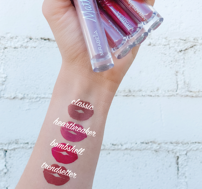 Mirabella Beauty Luxe Advanced Formula Matte Gloss - Shade Swatches