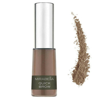 Mirabella Quick Brow Powder - Long-lasting eyebrow color to fill in fine hairs in bottle on white background to fill in thinning eyebrows